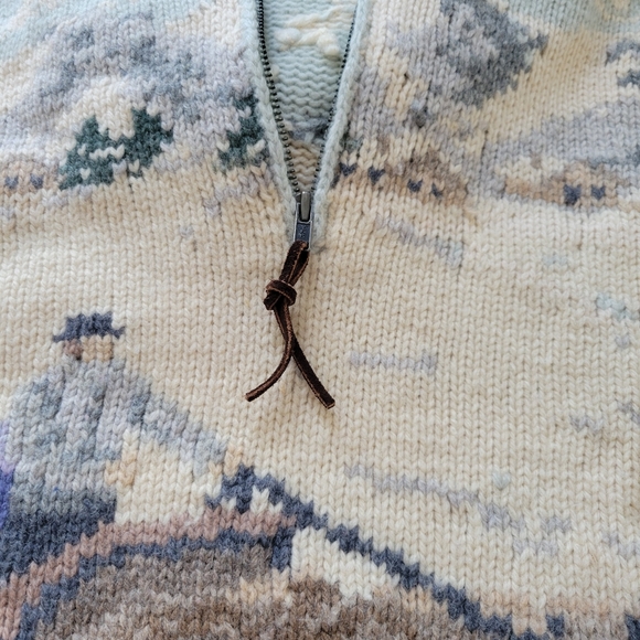 RARE Vintage EXCLUSIVE HAND KNIT LAUREN RALPH LAUREN ZIP WOOL Sweater Size P - Picture 4 of 14